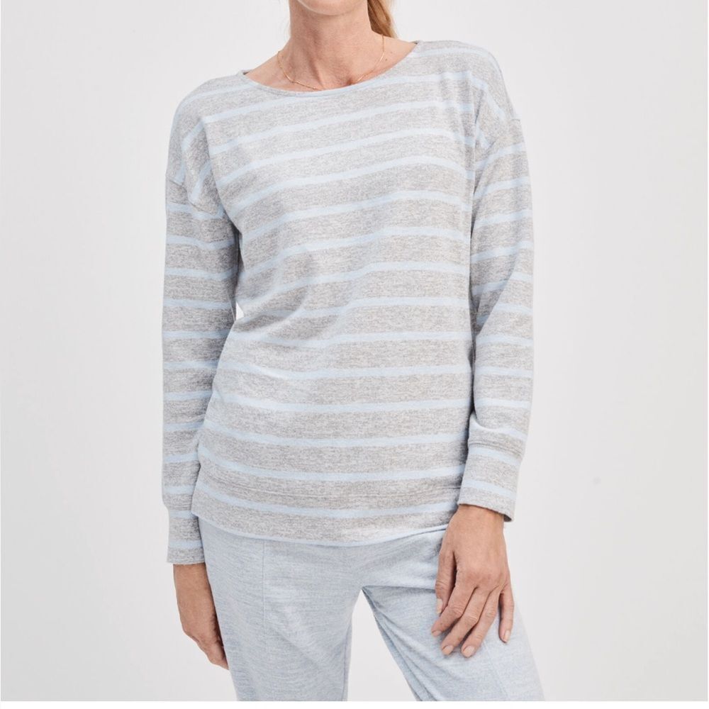 Haven Well Within Sweater Knit Striped Boat Neck Icy Blue SZ M NWT‎ IN PACKAGING